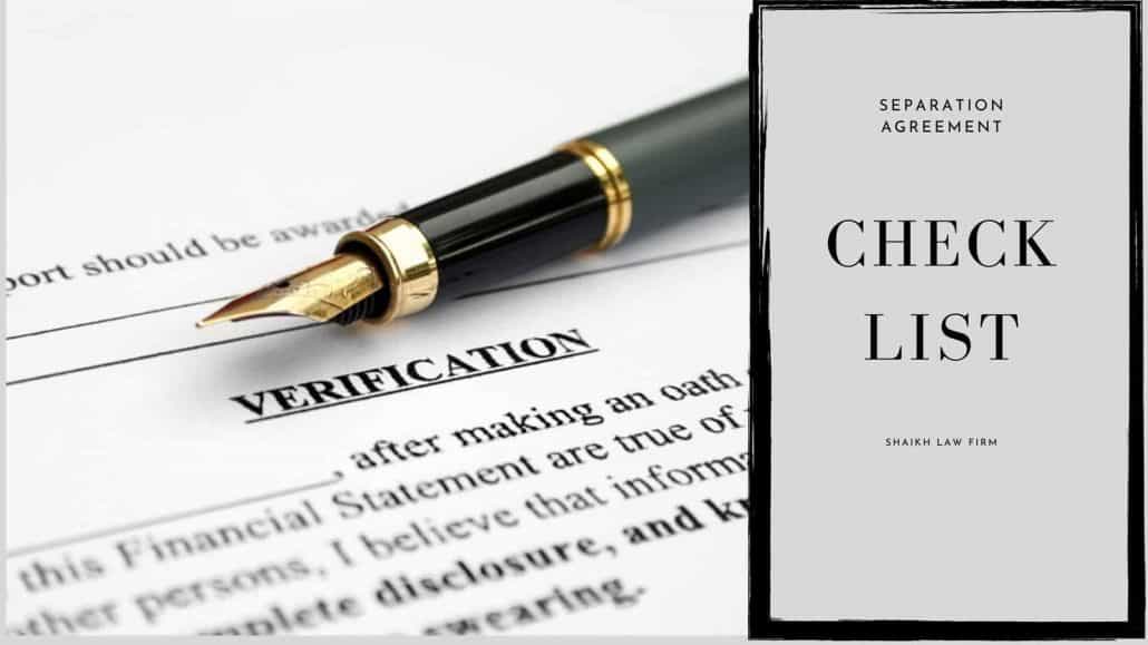 separation agreement checklist Ontario
