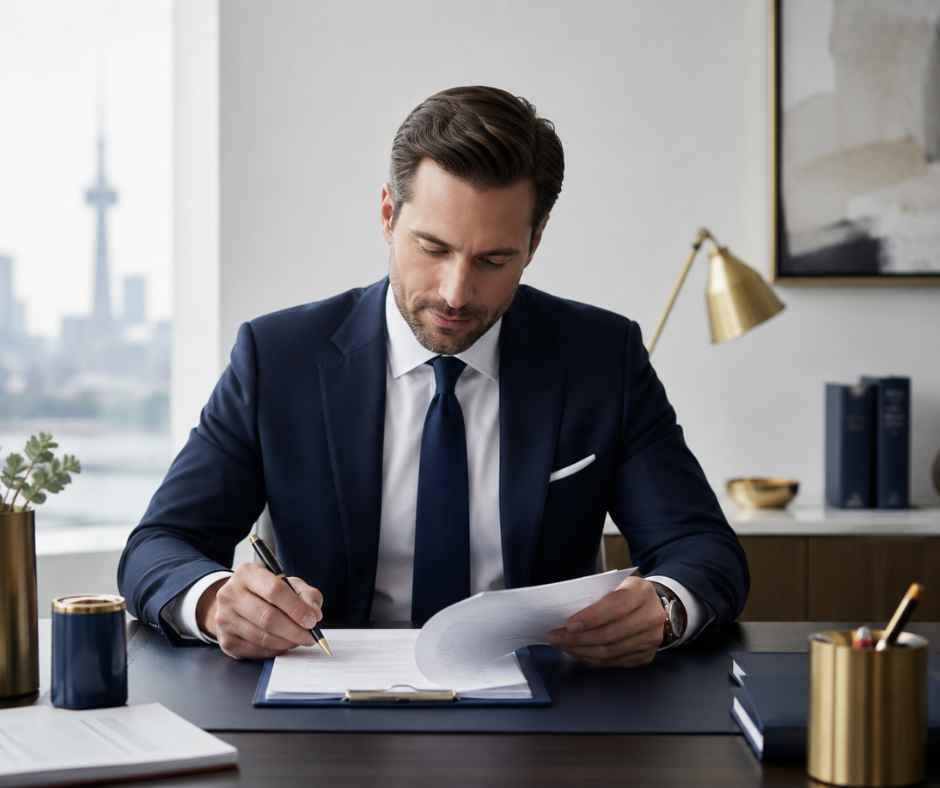 Uncontested divorce lawyer in Toronto reviewing divorce documents